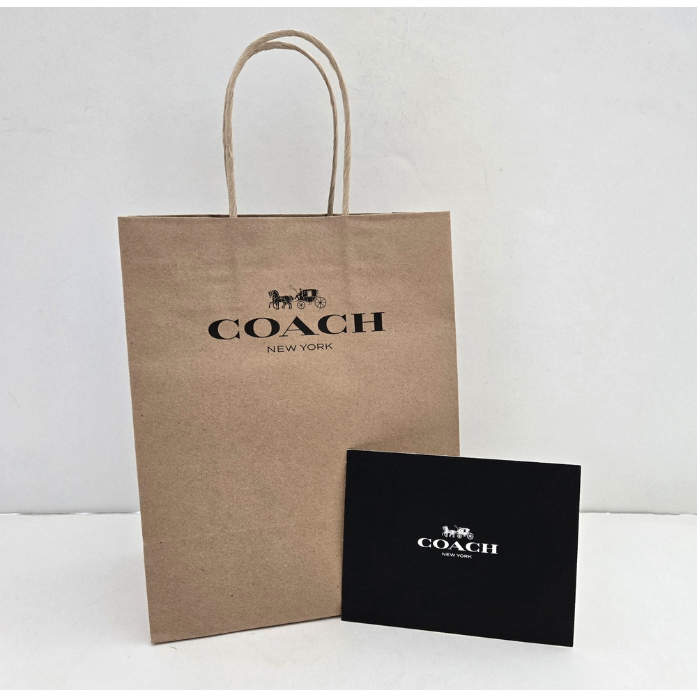 Coach New York Brown Paper Shopping Bag With Card Insert Small Gift Bag 10x8x4"